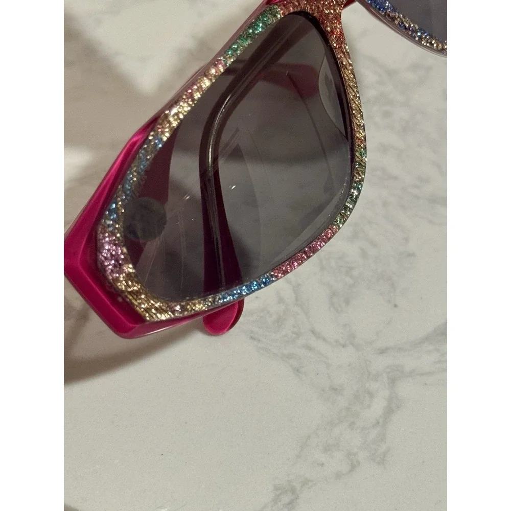 Robert La Roche Vienne Vintage Sunglasses Mod S-48 Rainbow Glitter‎ Pink Italy